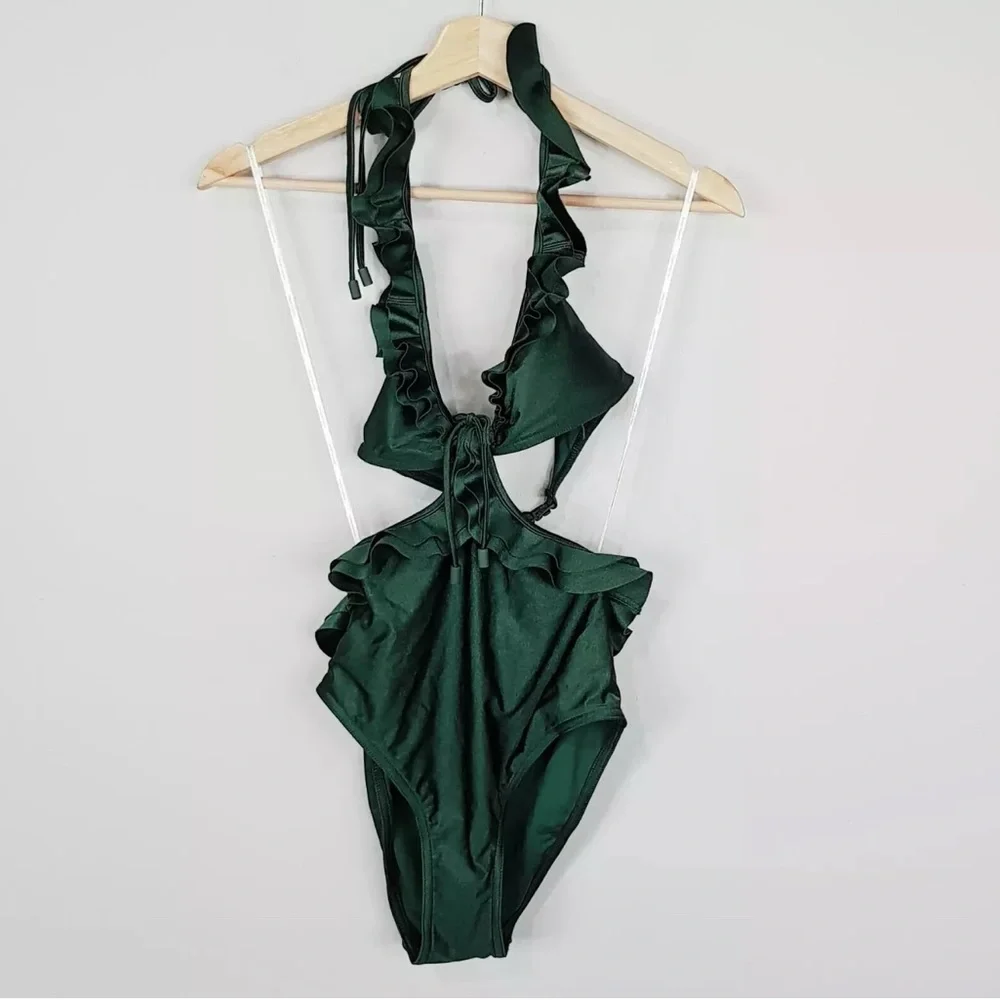 Zimmermann Green Bikini with Textured Fabric and Tie-Front - Picture 2 of 16
